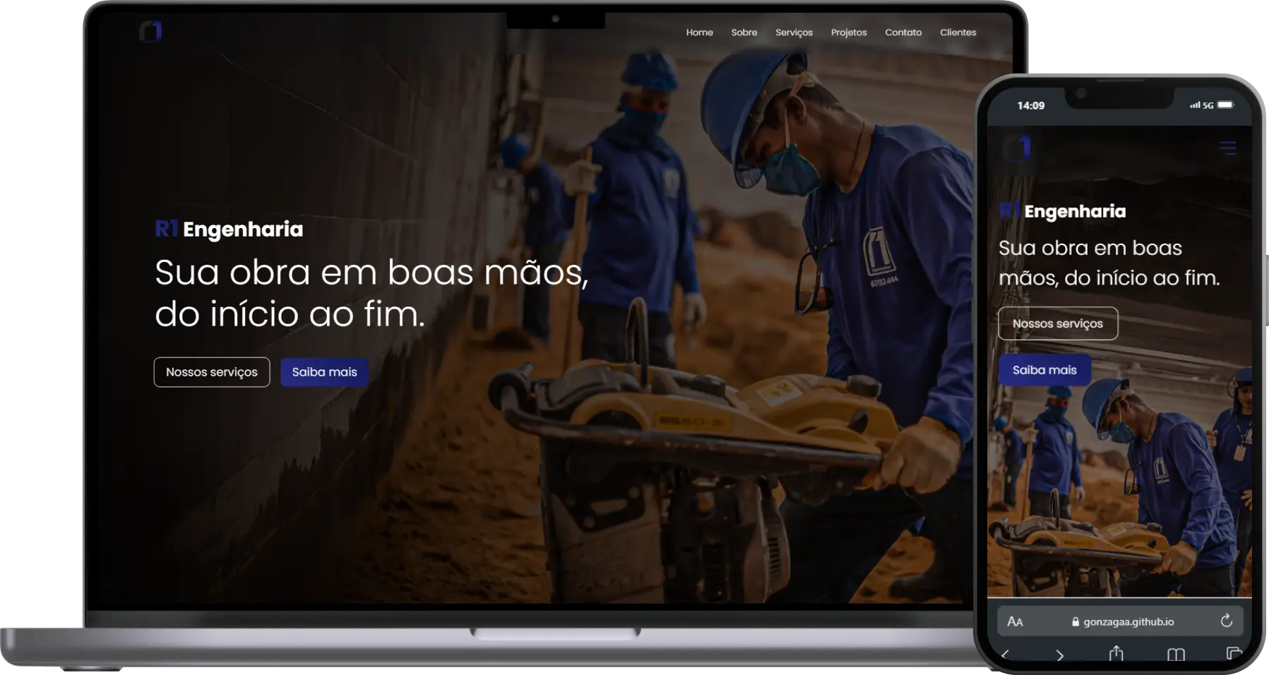 mockup site R1 Engenharia